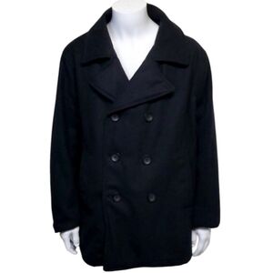 Prince & Fox Men's Black Wool-blend Peacoat.